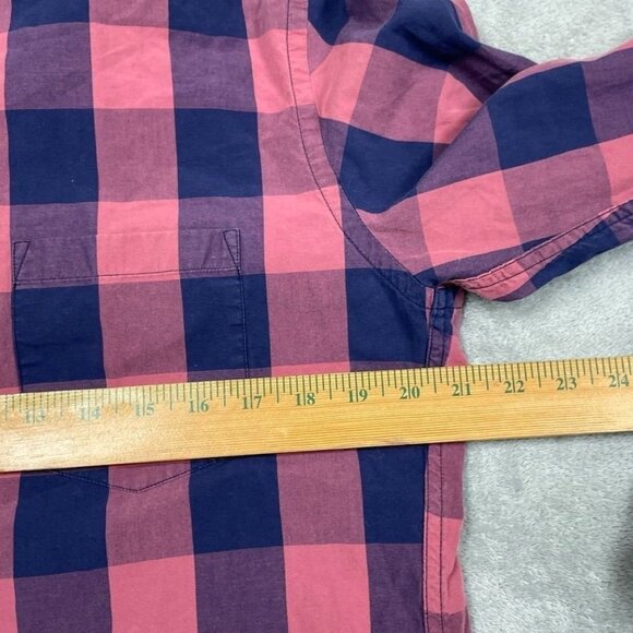 J.Crew Mens Slim Fit Plaid Long-Sleeve Shirt Large Pink & Navy Cotton a1183 - Picture 4 of 7